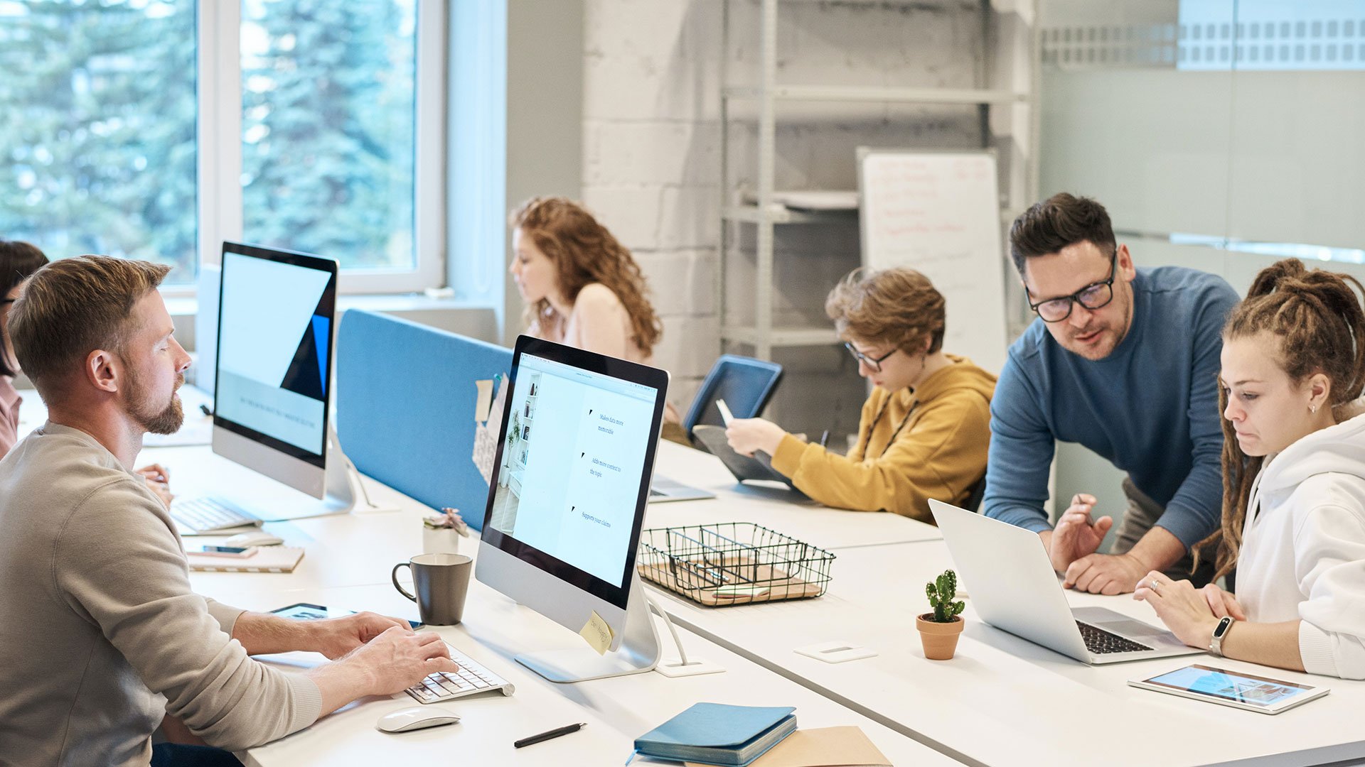 Students in a classroom on computers