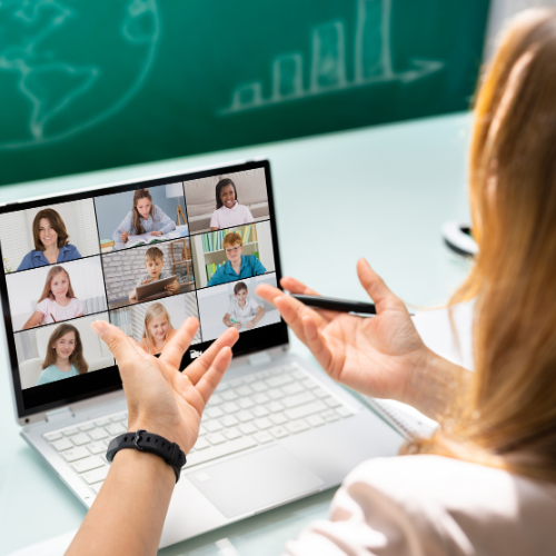 Tutor interacting with learners online